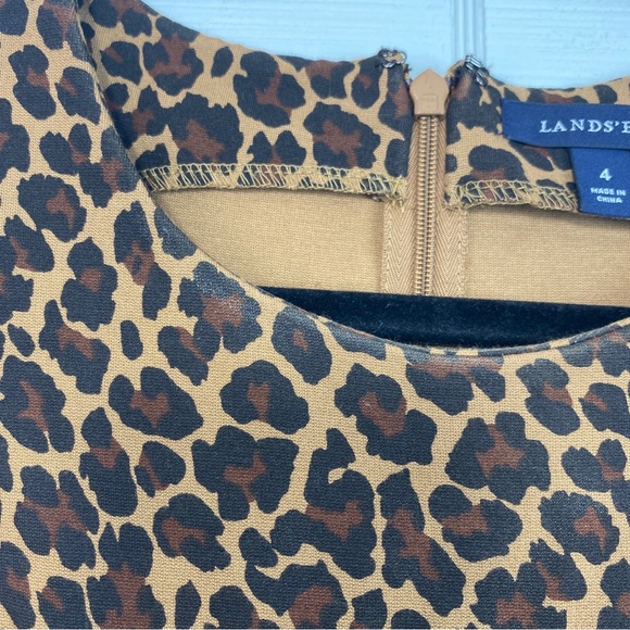 Lands End Sleeveless Leopard Print Knee Length Dress Pockets Size 4 - Picture 3 of 7